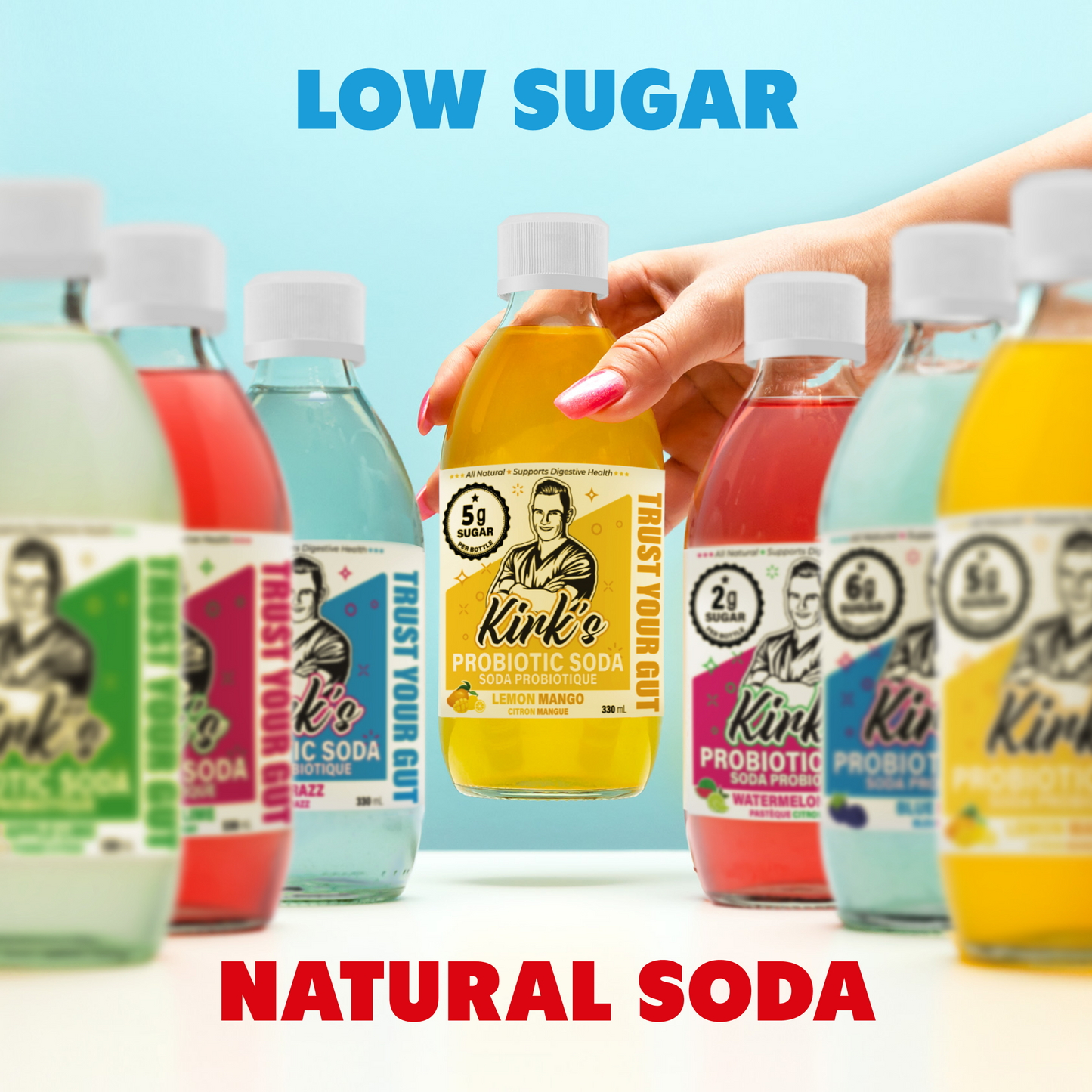 Image of different flavored probiotic sodas